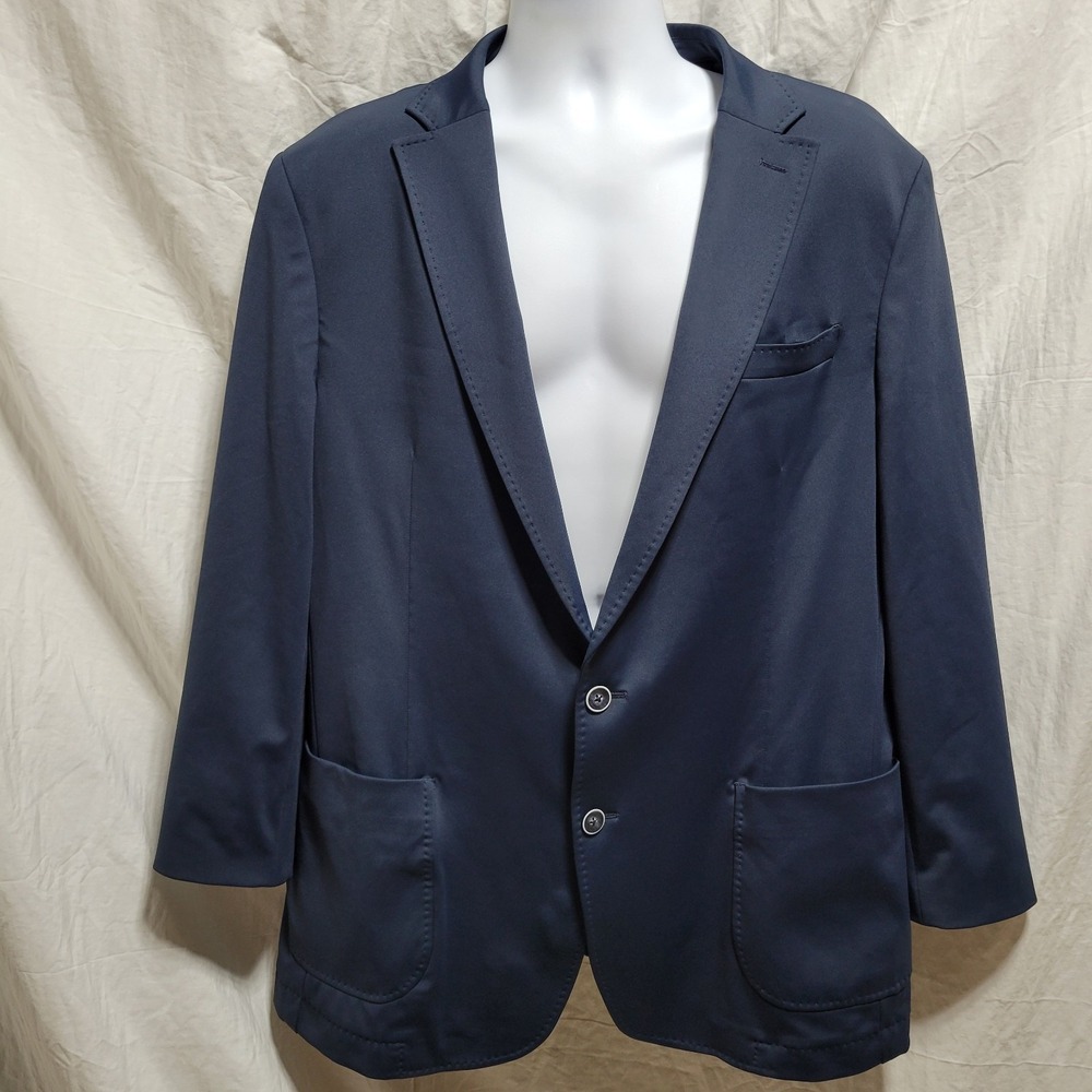 johnnie-O Men's Performance Stretch Knit 2 Button Blue Blazer Sport Coat Sz 46R